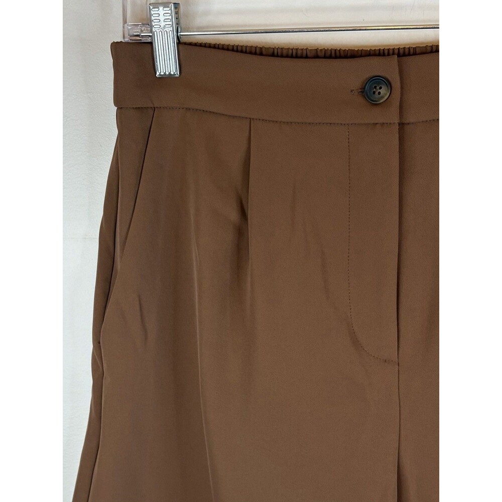 MELLODAY Brown High Rise Front Pleat Shorts Medium 7.5" Inseam Dressy Flowy NEW - Picture 5 of 11